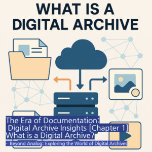 Flowchart of cloud storage, servers, and files illustrating how digital archives work