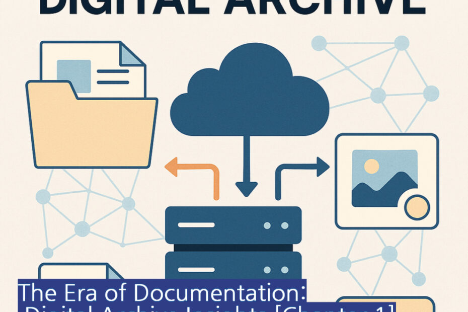 Flowchart of cloud storage, servers, and files illustrating how digital archives work